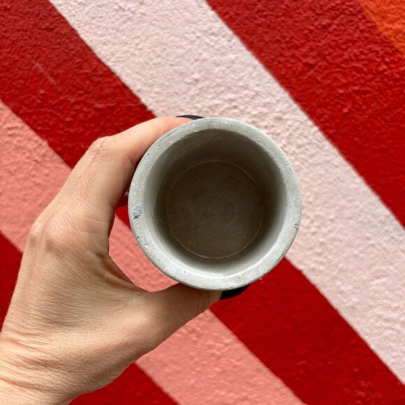 Small Face Pot | Decorative Cement Planter | 3" x 2.5" - Picture 5 of 6